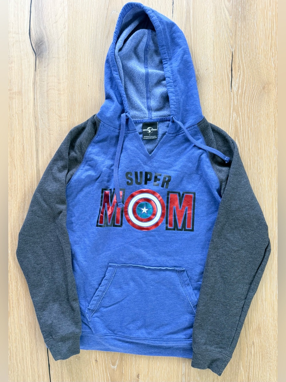Universal Blue Hooded Pullover with Black Logo
